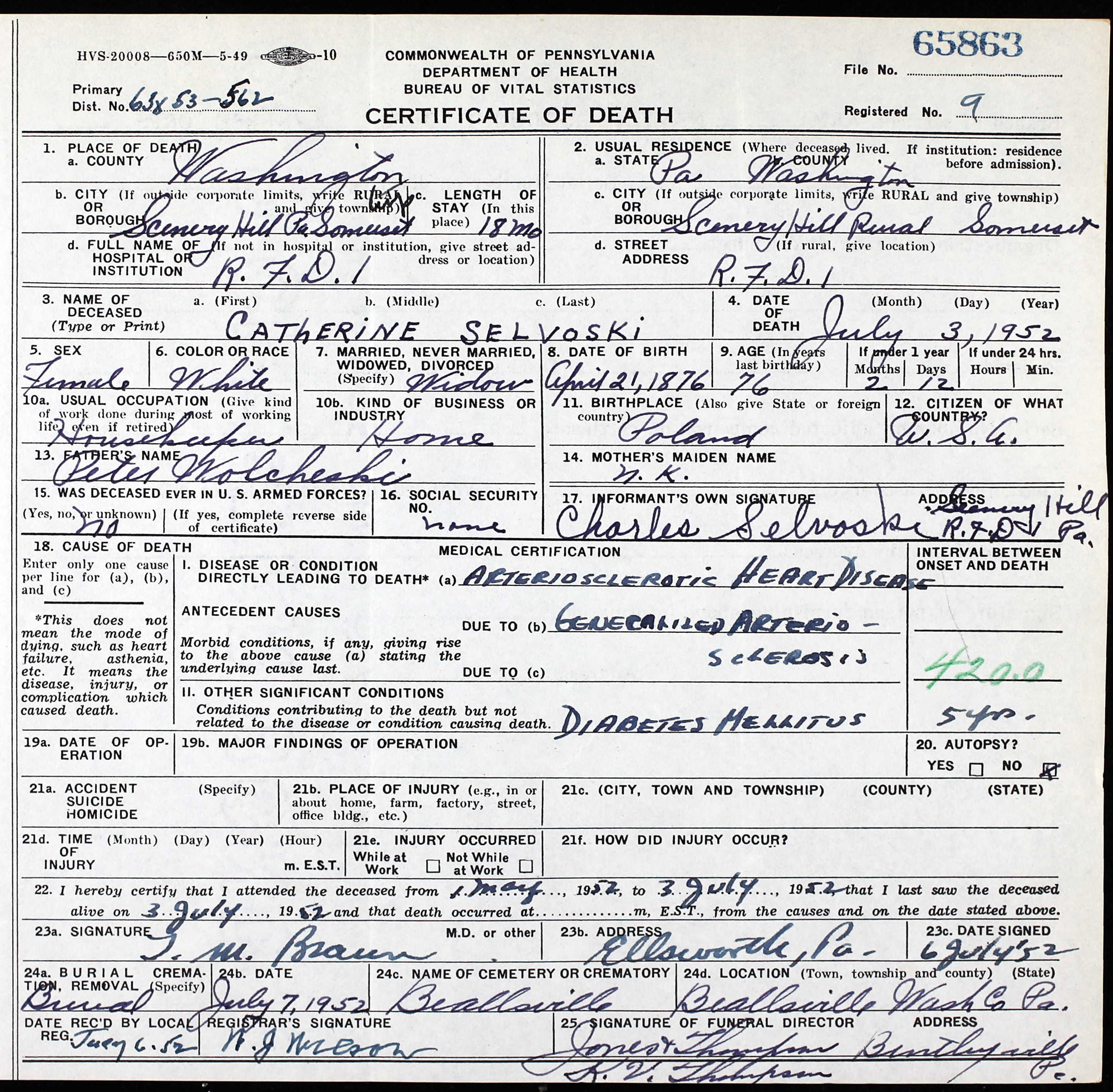 death certificate